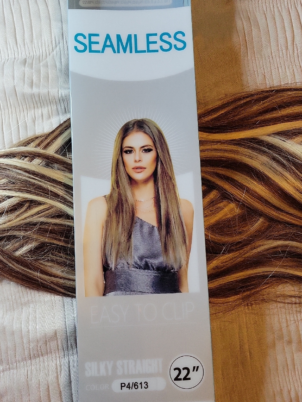 Silky Straight 22" Clip-In Wig in P4/613 Brown Blonde